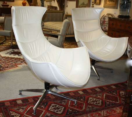 Shell Armchair in Pearly White Imitation Leather, 1980s-RWZ-2028264