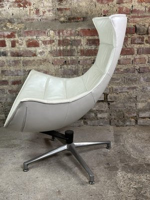 Shell Armchair in Pearly White Imitation Leather, 1980s-RWZ-2028264