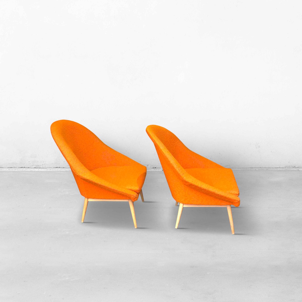 Shell Armchairs in Orange, 1960s, Set of 2