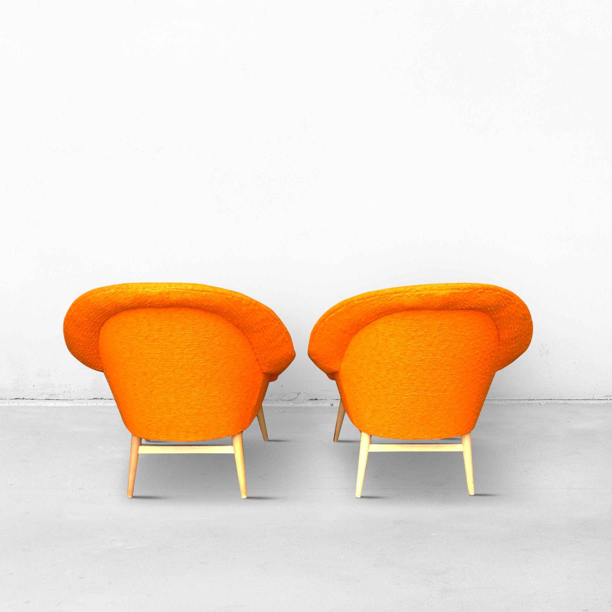 Shell Armchairs in Orange, 1960s, Set of 2