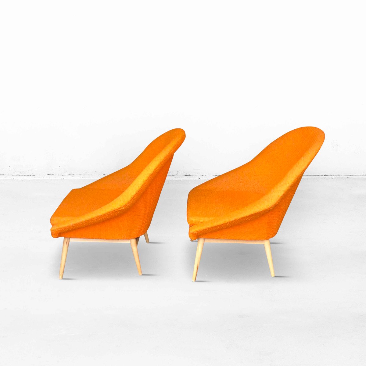 Shell Armchairs in Orange, 1960s, Set of 2