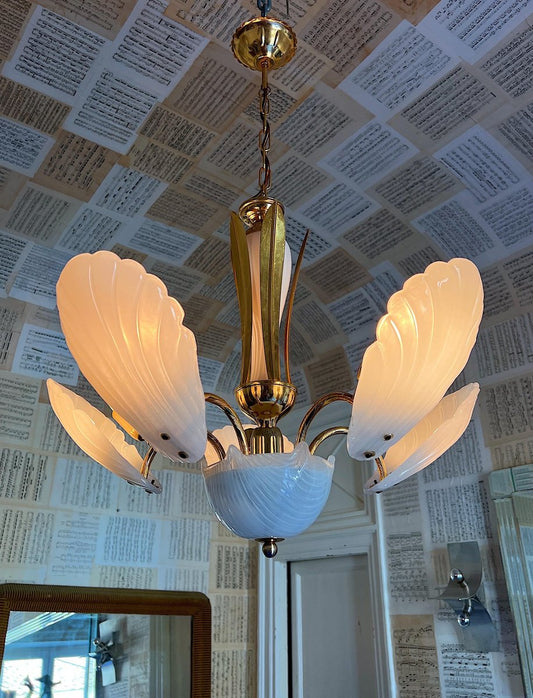 Shell Murano Glass Chandelier, 1980