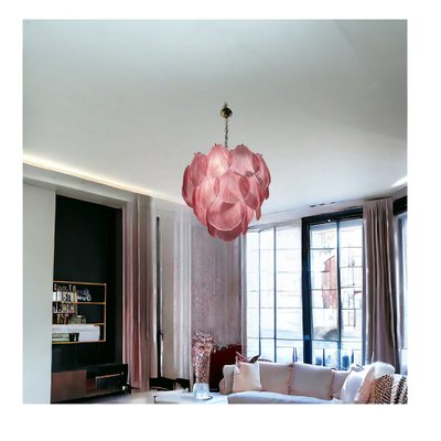 Shell-Shaped Ceiling Light in Pink Glass, 1980s-JJC-1798822