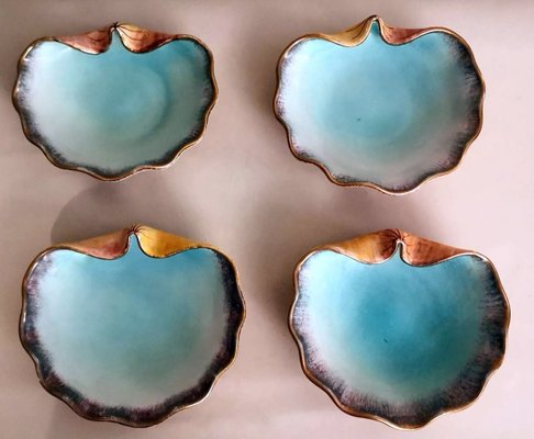 Shell-Shaped Ceramic Ashtrays from Rometti Ceramiche, Umbria, Italy, 1936, Set of 4-QRS-1414949