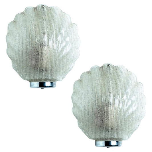 Shell Shaped Glass Wall Lights, Limburg, Germany, 1970s, Set of 2