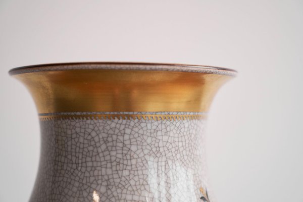 Shellfish Vase in Craquelé and Gold by Thorkild Olsen for Royal Copenhagen, 1920s-FEW-2024226