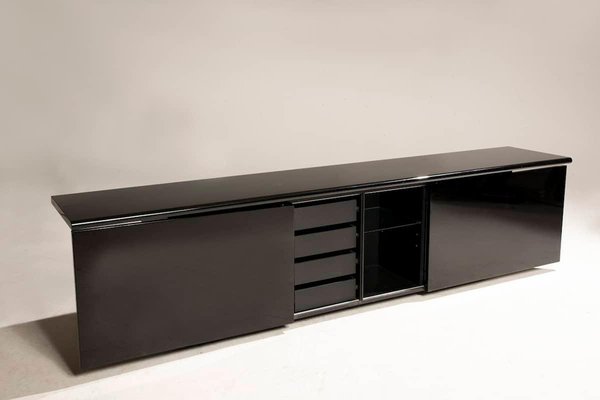 Sheraton Acerbis Black Lacquered Sideboard, 1970s-XDW-2019540