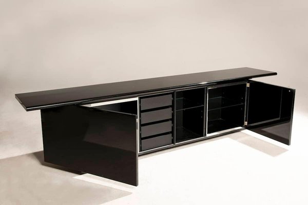 Sheraton Acerbis Black Lacquered Sideboard, 1970s-XDW-2019540