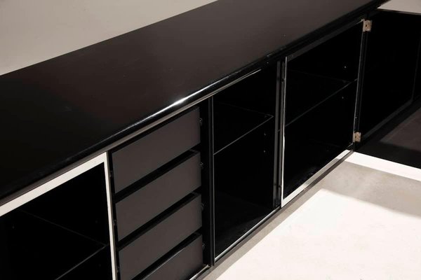 Sheraton Acerbis Black Lacquered Sideboard, 1970s-XDW-2019540