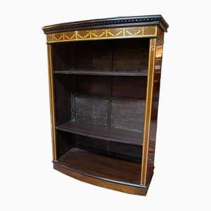 Sheraton Style Wooden Inlay Bow Front Bookcase-NSG-1219391