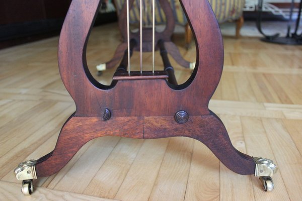 Sheraton Table on Caster Wheels with Leather Top, 1940s-UWJ-1407034