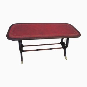 Sheraton Table on Caster Wheels with Leather Top, 1940s-UWJ-1407034