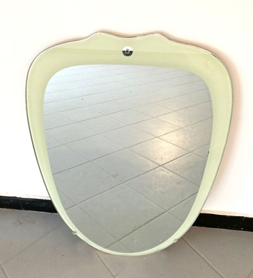 Shield-Shaped Mirror with Retro Painted Glass, 1950s-GGK-1100638