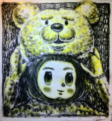 Shin Seung-Hun, Healing Greenland, Teddy Bear, 2021, Ink, Acrylic & Charcoal on korean paper-CHG-1383189