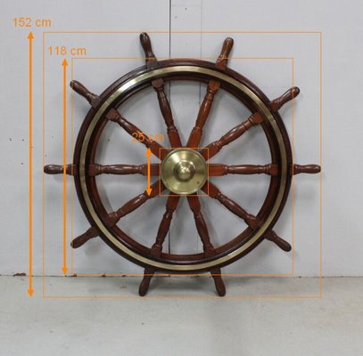 Ship's Steering Wheel in Teak, Early 20th Century-RVK-944882