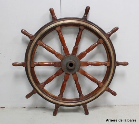 Ship's Steering Wheel in Teak, Early 20th Century-RVK-944882