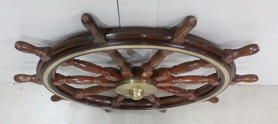 Ship's Steering Wheel in Teak, Early 20th Century-RVK-944882