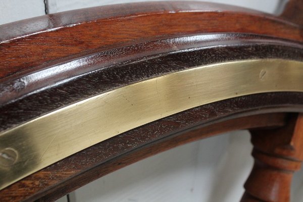 Ship's Steering Wheel in Teak, Early 20th Century-RVK-944882