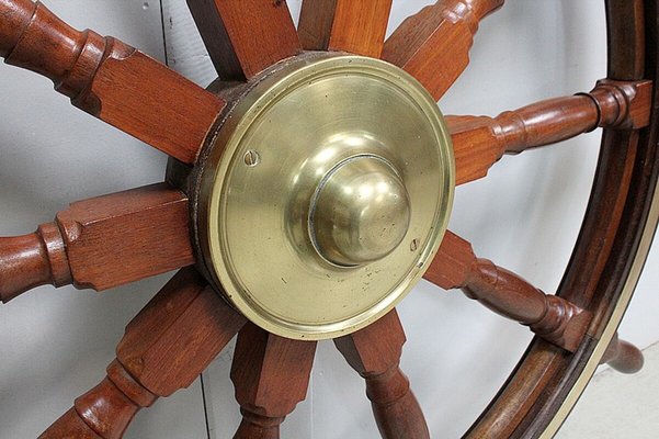 Ship's Steering Wheel in Teak, Early 20th Century-RVK-944882