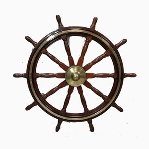 Ship's Steering Wheel in Teak, Early 20th Century-RVK-944882