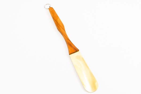 Shoehorn in Wood and Brass, 1950s-SPD-1748952