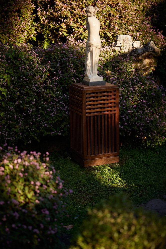 Short Riviera Plinth in Oiled African Mahogany by Yaniv Chen for Lemon