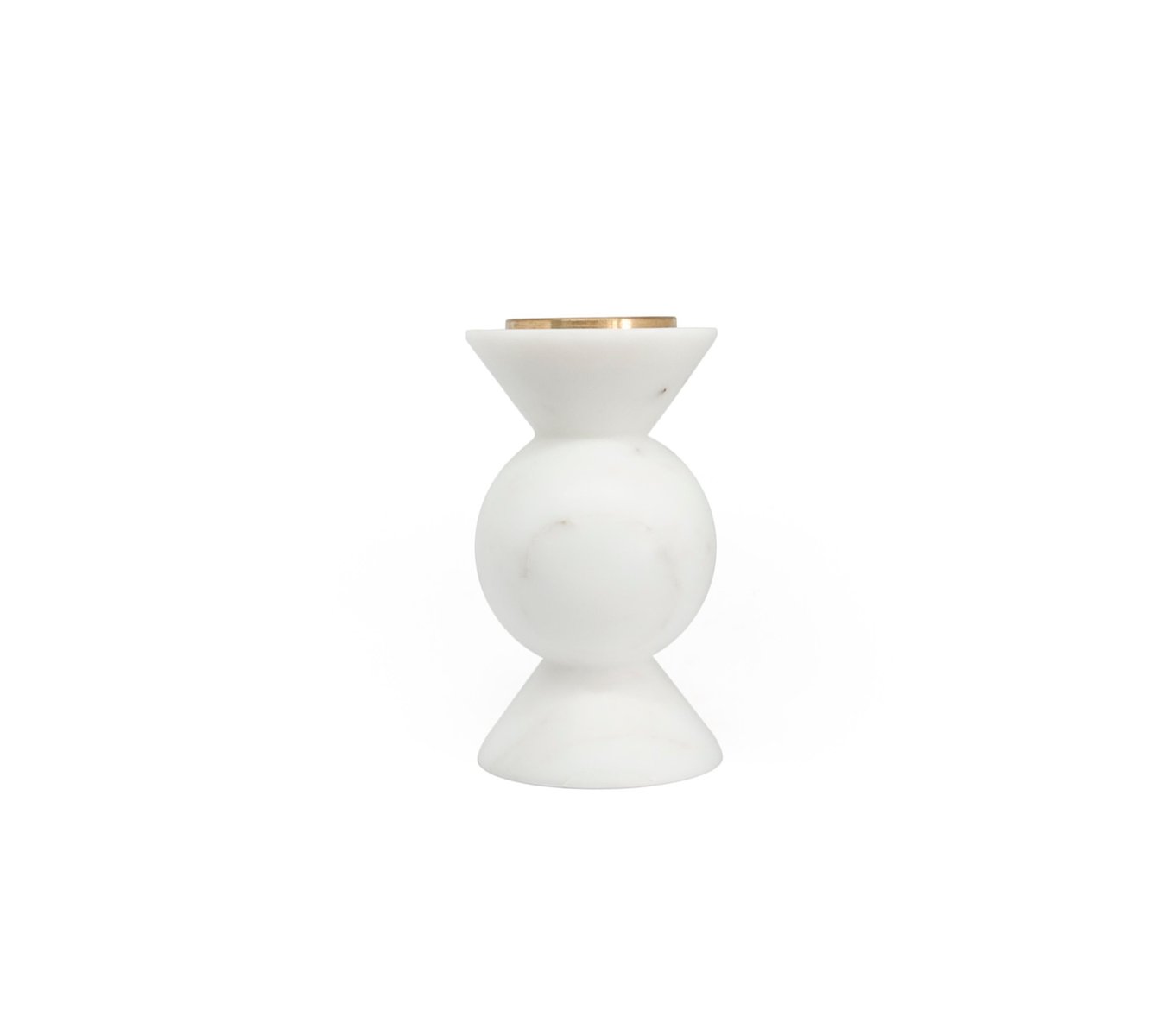 Short Round Unicolor Candleholder in White Carrara Marble