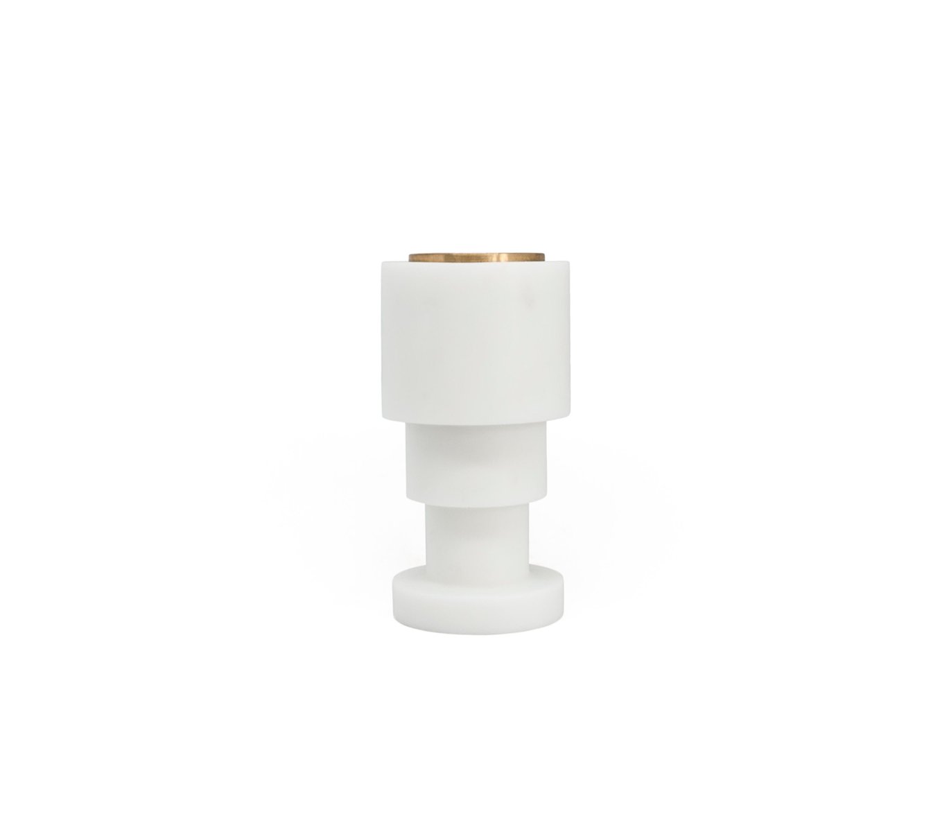 Short Straight Unicolor Candleholder in White Carrara Marble