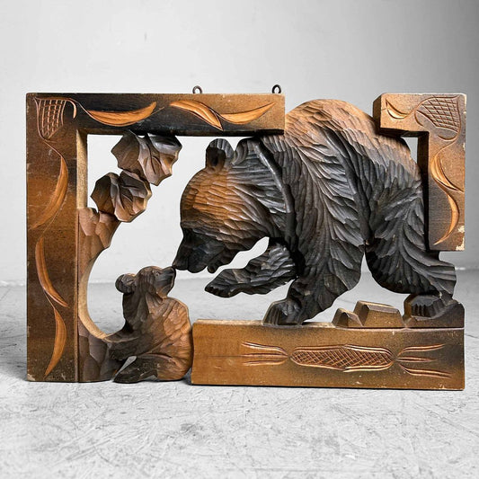 Shōwa Hand-Carved Ainu Wall Decoration Bears, Hokkaido, Japan, 1940s