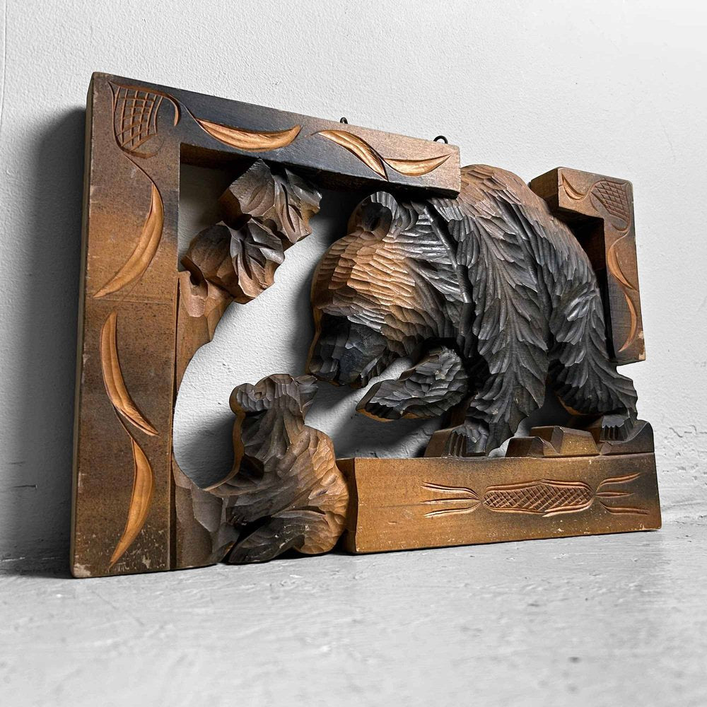 Shōwa Hand-Carved Ainu Wall Decoration Bears, Hokkaido, Japan, 1940s