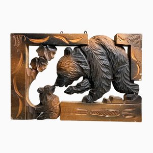 Shōwa Hand-Carved Ainu Wall Decoration Bears, Hokkaido, Japan, 1940s-DWL-1799438