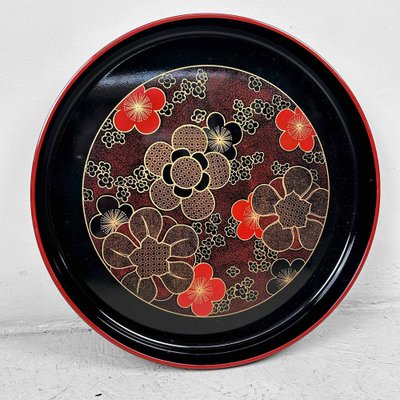 Shōwa Period Floral Lacquer Tray, Japan, 1970s-DWL-1761117