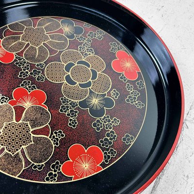 Shōwa Period Floral Lacquer Tray, Japan, 1970s-DWL-1761117