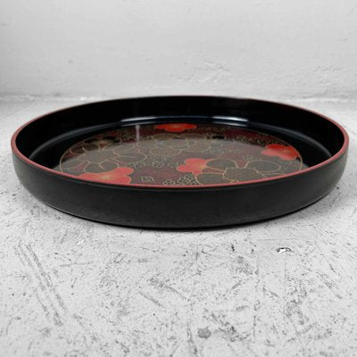 Shōwa Period Floral Lacquer Tray, Japan, 1970s-DWL-1761117