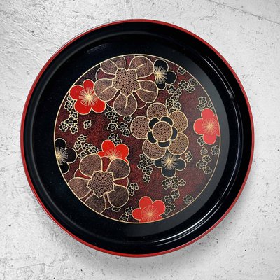 Shōwa Period Floral Lacquer Tray, Japan, 1970s-DWL-1761117