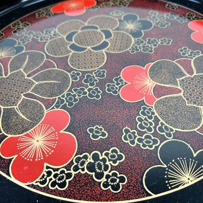 Shōwa Period Floral Lacquer Tray, Japan, 1970s-DWL-1761117