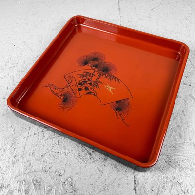 Shōwa Period Urushi Wooden Lacquer Tray, Japan, 1950s-DWL-1821269