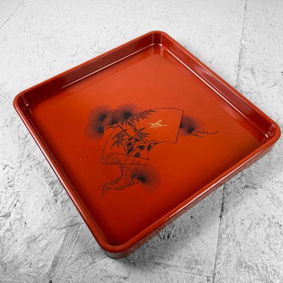 Shōwa Period Urushi Wooden Lacquer Tray, Japan, 1950s-DWL-1821269