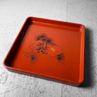 Shōwa Period Urushi Wooden Lacquer Tray, Japan, 1950s-DWL-1821269