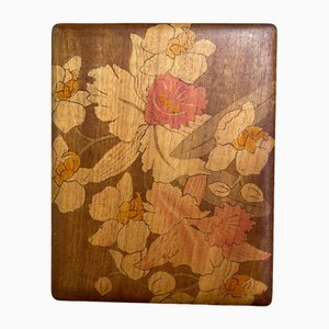 Shōwa Wooden Box with Flower Decoration, Japan, 1950s-DWL-1799435