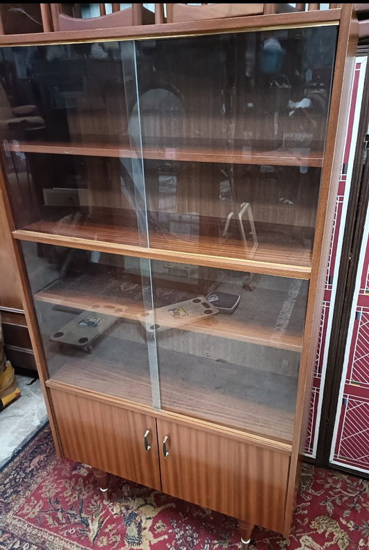 Showcase Bookcase in Wood and Glass, 1950s