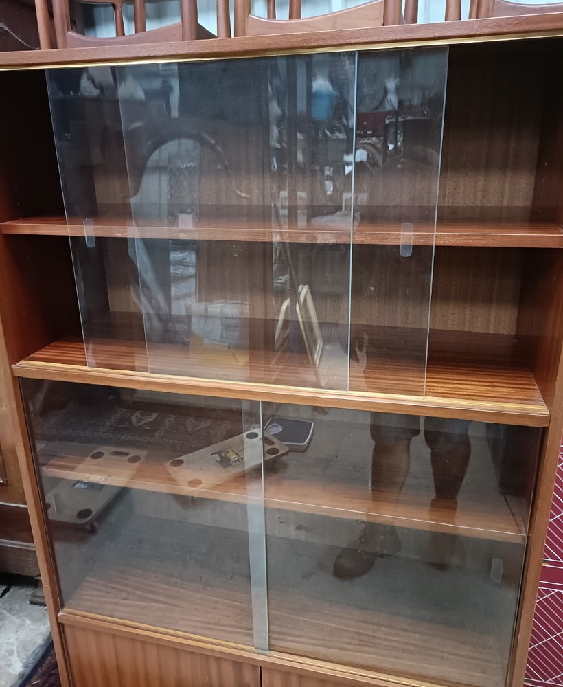 Showcase Bookcase in Wood and Glass, 1950s