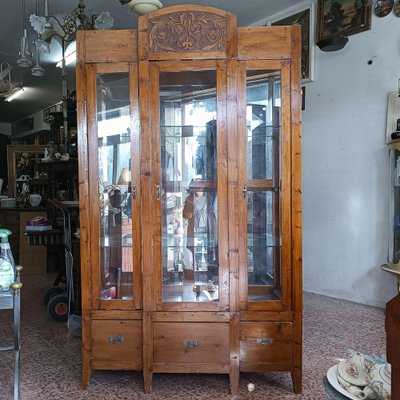 Showcase Credenza with Back Mirrors Glass Tops and Drawers-RAQ-1817070