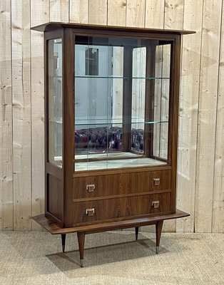 Showcase in Rosewood, Mahogany and Leather Handles, 1960s-QYF-1427579