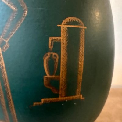 Sicilian Art Deco Green and Gold Ceramic Vase, 1939-NMK-1788047