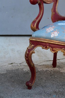 Sicilian Baroque Style Armchairs in Red Lacquer, 1930s, Set of 2-EH-1150939