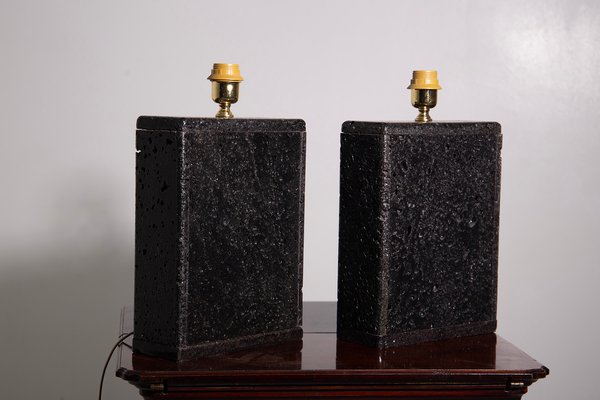 Sicilian Lava Stone Table Lamps, Set of 2-RCE-2040396