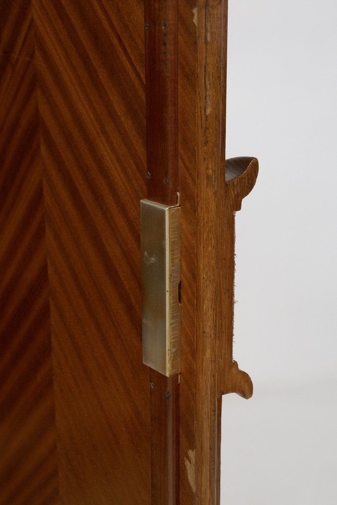 Side Cabinet in Leather and Brass attributed to Maxime