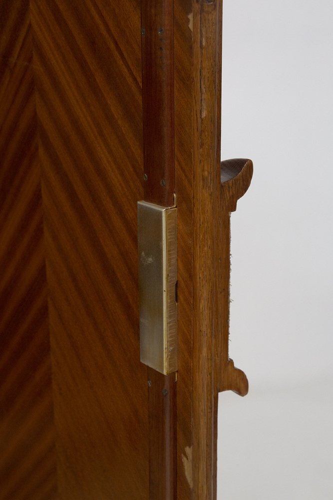 Side Cabinet in Leather and Brass attributed to Maxime