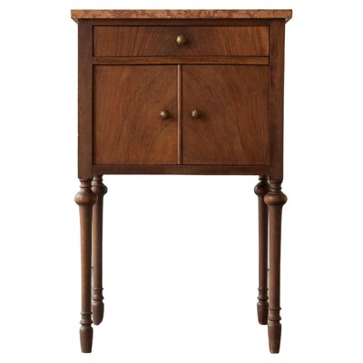 Side Cabinet in Walnut and Red Marble, 1940s-FEW-2024194